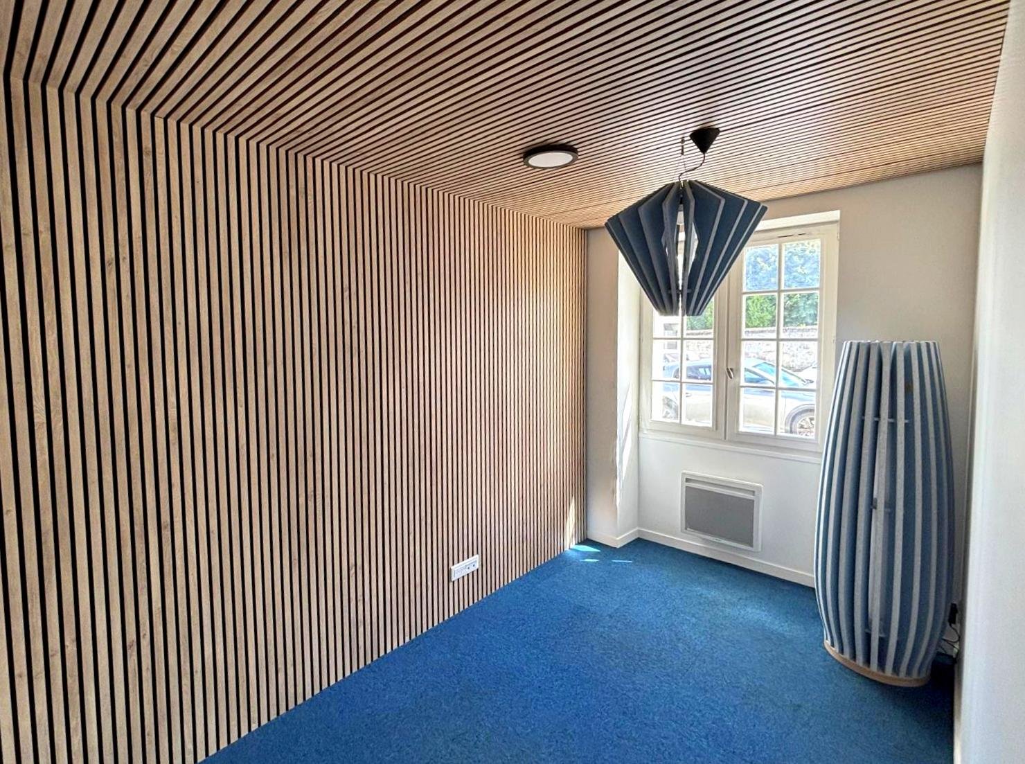 renovation complete bureau - electricité, plafond et mur claire voie - barbezieux